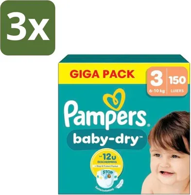 Produktbild von Pampers – Windeln – Baby Dry Größe 3 – 150 Windeln - Vorteilspack - 3 Stücke