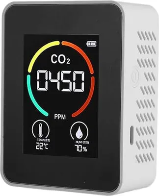 Image de Moniteur de qualité de l'air, 3 -en 1 -mètre -intérieur surveillance en temps réel du CO2, de l'humidité, de la température, alimenté par batterie, à la maison