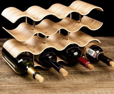 Produktbild von Holzweinregal für 14 Flaschen - Bambus - Golfdesign - Stauraum - Weinständer