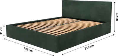 Zdjęcie produktu dla Muralo Łóżko Tapicerowane Do Sypialni 120x200 Łóżko z Zagłówkiem Łóżko Podwójne z Pojemnikiem Butelkowa Zieleń