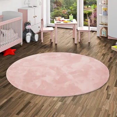 Produktbild von Kinder und Jugend Super Soft Fellteppich Pearl Kids Rosa Rund, Größe:200 cm Rund
