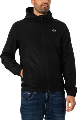 Produktbild von Lacoste Kapuzenjacke aus recycelten Fasern mit Reißverschluss, Schwarz L