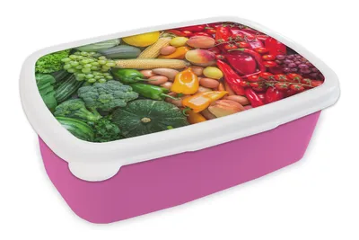Obrázok produktu pre MuchoWow® Obedník Brotzeit Box na obed 11x17x6cm Ovocie - zelenina - dúha Detský obedový box