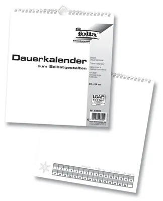 Produktbild von Folia 23600 Bastel Dauerkalender (23x24 cm) weiß/schwarz