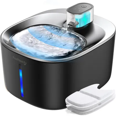 Productafbeelding van Kattenfontein, 4 liter, draadloos, roestvrij staal, met sensor, 4000mAh batterij, 3 standen, zwart