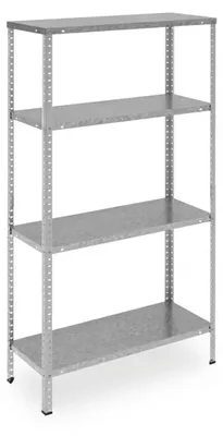 Produktbild von Relaxdays Metallregal verzinkt, 4 Böden, bis 160 kg, Schwerlastregal Stahl, Lagerregal Keller, HBT: 150x75x30 cm, silber