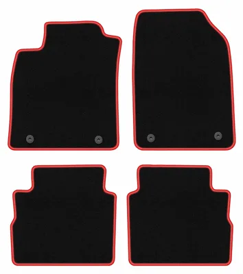 Produktbild von Fußmatten Automatten Velours Schwarz/Rot für Opel Vectra C 2003-2008 Set 4-tlg