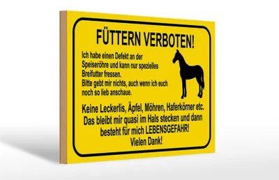 Produktbild von Holzschild Hinweis füttern verboten Pferde, 30 x 20 cm, Holzschilder Bauernhof Landwirt Tiere