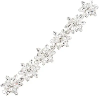 Produktbild von Rhinestonapplikation - Blumenmotiv - 21,2 x 3,5 cm
