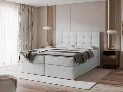 Produktbild von MIRJAN24 Boxspringbett Luanda Boucle, Doppelbett mit zwei Bettkästen und Matratze, Ehebett (Farbe: Lambi 11, Größe: 140x200 cm)