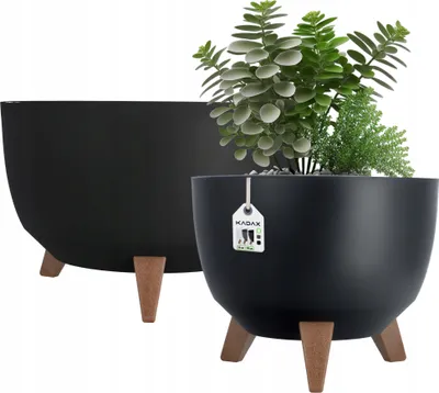 Immagine prodotto di KADAX vaso da fiori in plastica "Luri", vaso da fiori con tre supporti a innesto, nero, 29 cm +40 cm
