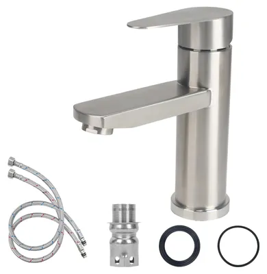 Productafbeelding van Mengkraan badkamer - Roestvrij staal - Elegante wastafelkraan - Zilver - Bidetkraan