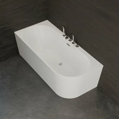 Produktbild von Freistehende Badewanne  Capri 170 links weiß + Chromarmaturen  170 x76 x58 cm