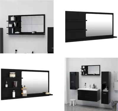 Obrázok produktu pre vidaXL Kúpeľňové zrkadlo čierne 90x10,5x45 cm Materiál na báze dreva - Zrkadlo - Kúpeľňové zrkadlo - Zrkadlo do kúpeľne