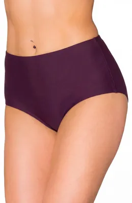 Produktbild von Aquarti Bikinihose Damen mit Hohem Bund – Klassische Bikinihosen für Damen in Großen Größen, Farbe: Pflaumen-Bordeaux, Größe: 38