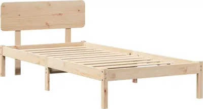 Zdjęcie produktu dla Łóżko Drewniane 100x200 Brązowe Rama Łóżka ze Stelażem z Zagłówkiem