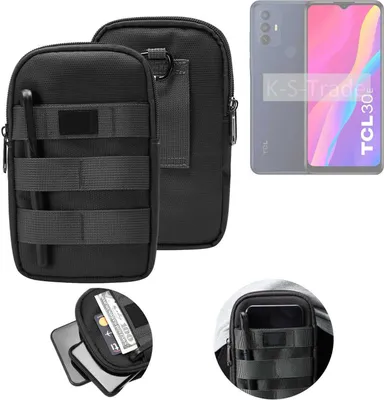 Produktbild von K-S-Trade Holster Gürtel Tasche kompatibel mit TCL 30 E Handy Tasche Schutz Hülle dunkel-grau viele Fächer, 1x