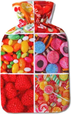 Produktbild von Wärmflaschenbezug 1L Heizkissen Wasserkissen, Auswahl: Bonbon, ohne Wärmflasche