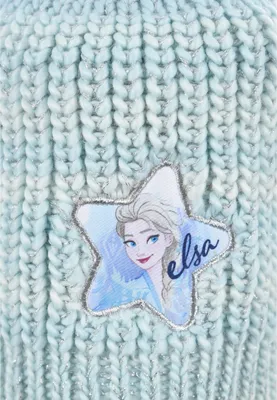 Produktbild von Frozen - Die Eiskönigin Elsa Anna Kinder Mädchen Winter-Mütze Strick-Bommelmütze, Farbe:Blau, Größe:52