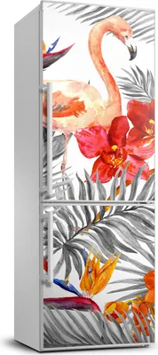 Immagine prodotto di Decorazione per frigorifero Tulup - 70x190 cm - Adesivo per frigorifero - Fenicotteri e fiori