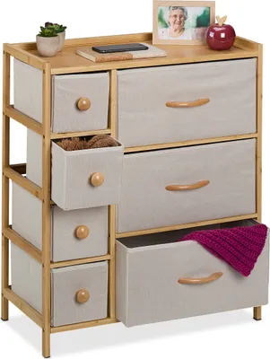 Produktbild von relaxdays Bambus Kommode 7 Schubladen