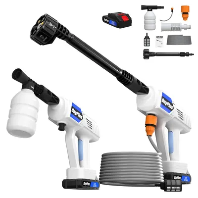Immagine prodotto di Idropulitrice a batteria - Lavaauto a batteria - Ugello multifunzione 6-in-1 - Portatile - Tubo da 5 metri - Serbatoio dell'acqua - 1 batteria con caricabatterie