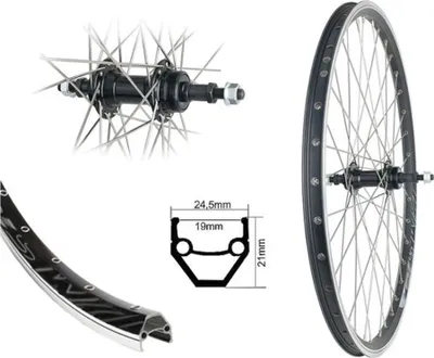 Produktbild von Bärwinkels 24 Zoll Hinterrad DMS19 Fahrrad Hinterrad Laufrad Felge Schraubkranz Vollachse