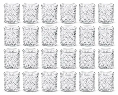 24 Teelichthalter aus Glas, transparent, 5,6x6,8 cm, für Teelichter