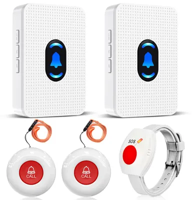 Image de Bouton d'appel d'urgence DAYTECH pour personnes âgées, avec bracelet SOS, lot de 5 – Blanc