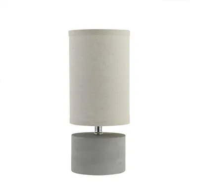 Produktbild von HOME DELUXE Kleine Tischlampe in Betonoptik - Grau | Tischlampe, Nachttischlampe, moderne Lampe, Stoffschirm, Betonoptik