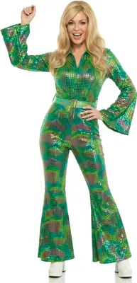 Produktbild von Disco Jumpsuit Damen Grün  Damen-Overall grün, 70er Jahre - L