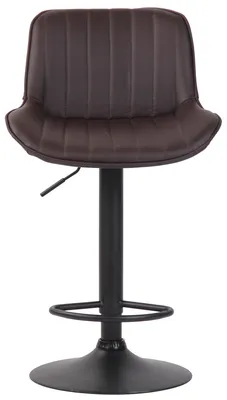 Image de Tabouret de bar CLP Lentini en similicuir, pivotant et réglable en hauteur, marron, structure noire