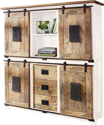 Produktbild von Highboard Massivholz Mango weiß Kommode - EMANUEL - Die Möbelfundgrube