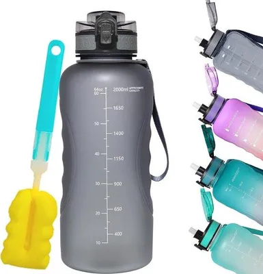 Produktbild von Famanu Wasserflasche mit Zeitmarkierungen - Motivierende Trinkflasche