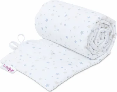 Produktbild von babybay Nestchen Piqué passend für Modell Boxspring XXL, weiß Sternemix sand/azurblau