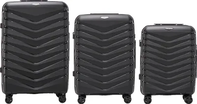 Produktbild von Wings PHOENIX 3er Kofferset, Polypropylen, TSA-Schloss, Schwarz