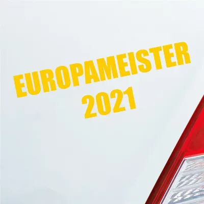 Produktbild von Auto Aufkleber Fußball Europameister 2021 19x10 cm Gelb Sticker Heckscheibenaufkleber