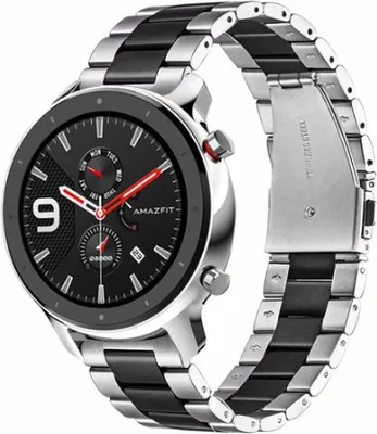 Produktbild von Strap-it Xiaomi Amazfit GTR Gliederarmband (Silber / Schwarz)