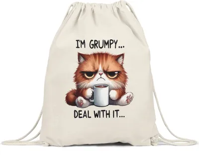 Produktbild von I'm Grumpy Deal With It Turnbeutel Lustige Katze Morgenmuffel Humor Geschenkidee