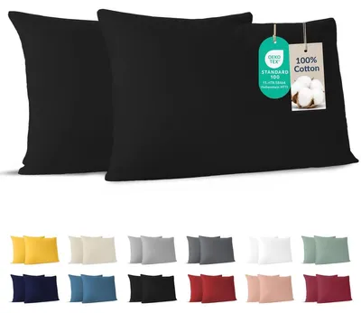 Immagine prodotto di Federa in cotone jersey - 30 x 50 cm - Nero - Set da 2