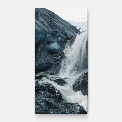 Produktbild von ARTHUB® Leinwandbild 50x100 cm, Blue Rocks Waterfall | Wohnzimmerdekoration, Hängende Bilder, Wanddekoration, Heimdekoration, Landschaften, Wasserfälle