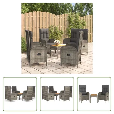 Produktbild von The Living Store 5-tlg. Garten-Essgruppe mit Kissen Grau Poly Rattan