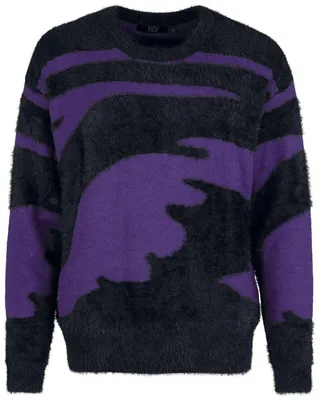 Produktbild von RED by EMP Damen schwarz-lilafarbener Strickpullover mit Streifenmuster L