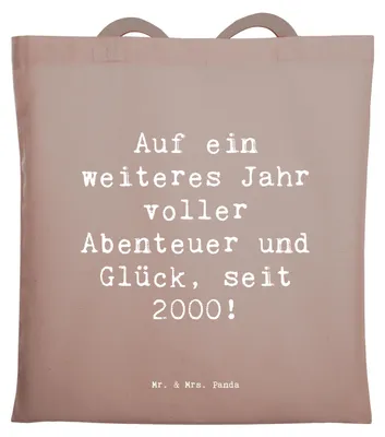 Produktbild von Mr. & Mrs. Panda Jutebeutel Spruch 2000 Geburtstag Abenteuer Glück - Braun Pastell - Geschenk, Alles gut zum, nostalgischer, Shopping Tasche, Schultasche, Geburtsjahr
