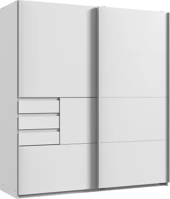 Produktbild von Schlafzimmer Schwebetürenschrank mit 3 Schubkästen in weiß BREGENZ-43, B/H/T ca. 180/198/65 cm