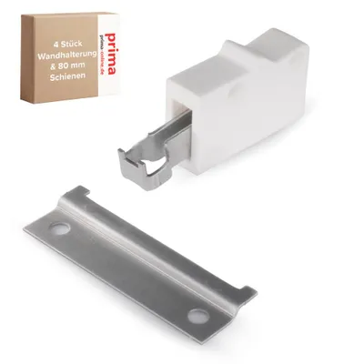 Produktbild von Schrankaufhängern Set 4⨯ Weiß Wandhalterung & 80mm Aufhängeschienen für Schränk