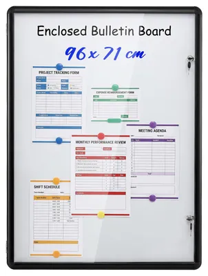 Produktbild von COSTWAY Schaukasten abschließbar, 96x71cm Magnetisch Infokasten mit beschreibbare Rückwand, Aushangkasten Wandmontage & Alurahmen, Plakatschaukasten