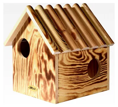 Produktbild von Eichhörnchenkobel aus Massivholz - Futterhaus für Eichhörnchen - Schlafhaus mit 3 Eingängen - 26 x 26 x 29 cm - Geflammt