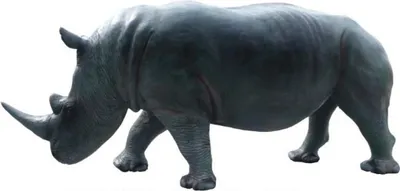 Produktbild von Casa Padrino Deko Skulptur Nashorn Grau / Blau 390 x 105 x H. 160 cm - Riesige Lebensgroße Gartenfigur - Gartendeko