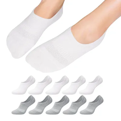 Produktbild von Falechay Sneaker Socken Damen 39-42 Füsslinge Unsichtbare Socken Weiß Grau